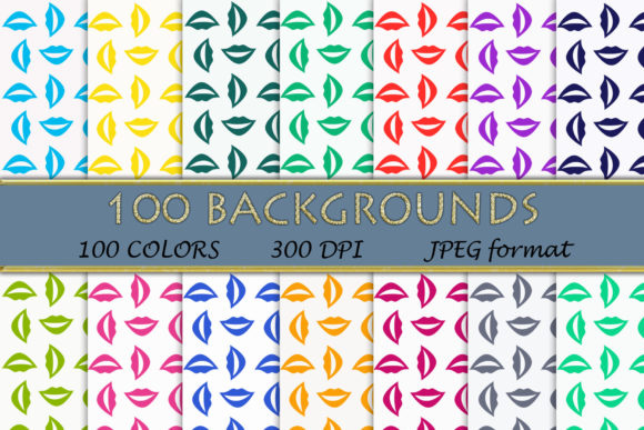 100 Lips Pattern Digital Papers Collection