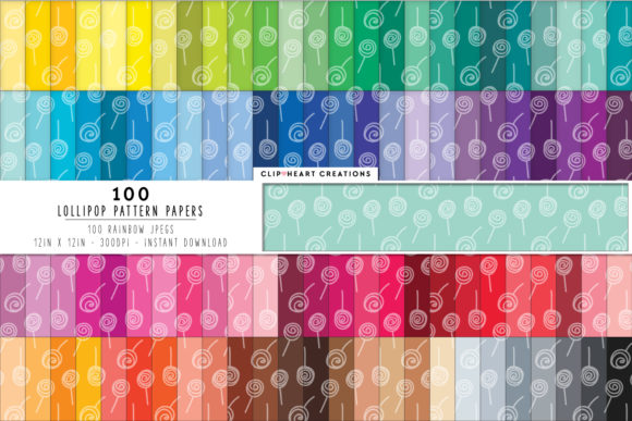 100 Lollipops Pattern Digital Paper