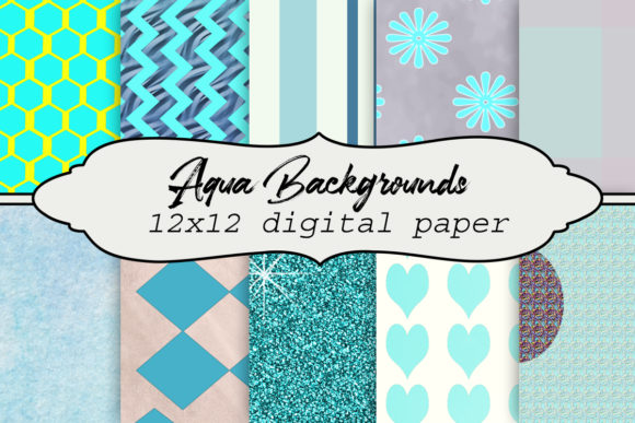 Aqua Backgrounds Digital Paper Pack