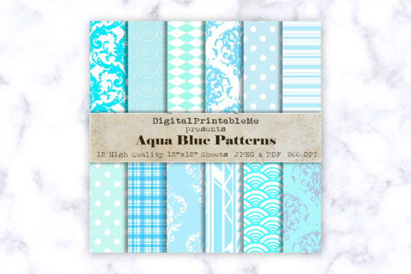 Blue Digital Paper Aqua Pack