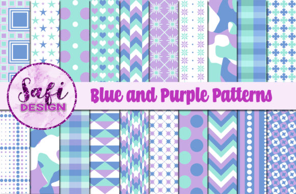 Digital Papers - Blue and Purple Pattern