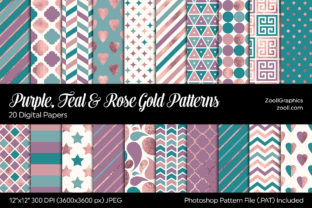 Purple, Teal Rose Gold Digital Papers: A Versatile Design Resource for Creative Projects