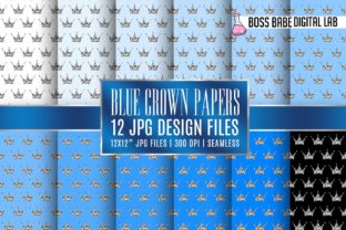 Seamless Blue and Silver Crown Papers: A Versatile Design Resource