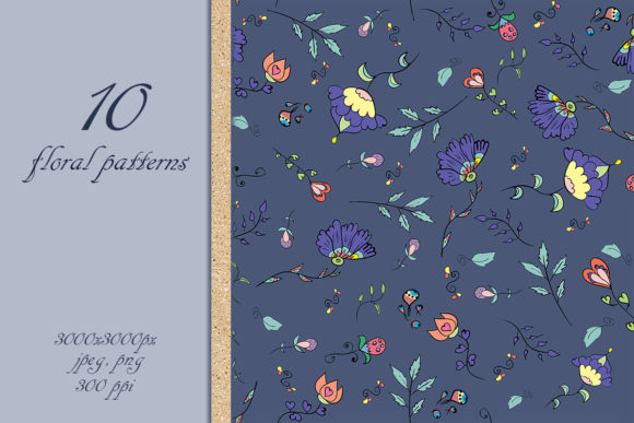 Wild Floral Pattern Set, Seamless Floral